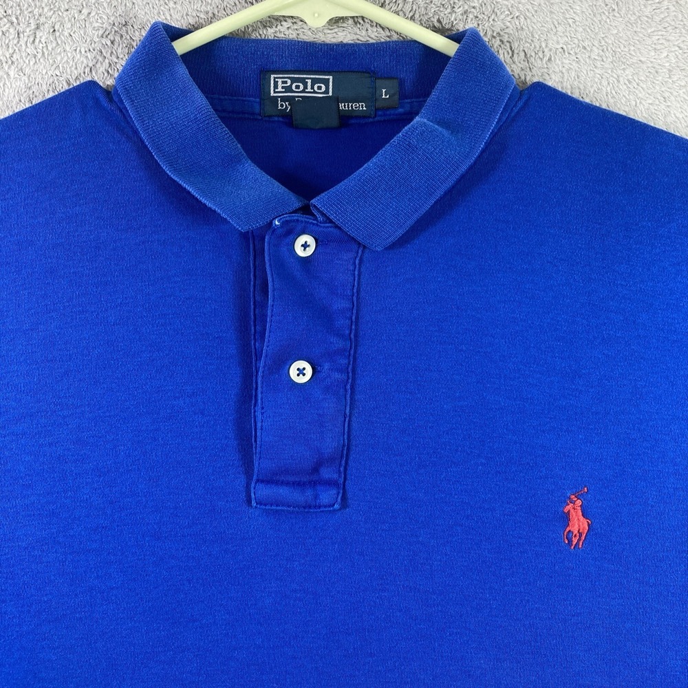 Ralph Lauren Polo Shirt Men Large Blue Preppy Casual Pony Logo Short Sleeve - Picture 2 of 13